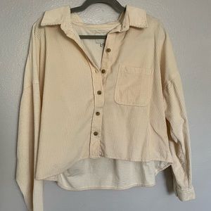 American Eagle Corduroy Cropped Button Up